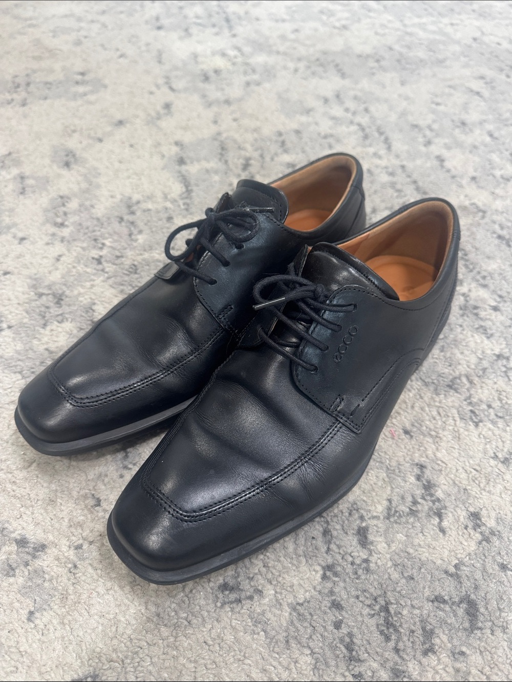 Ecco Black Leather Lace-Up Oxford Shoes